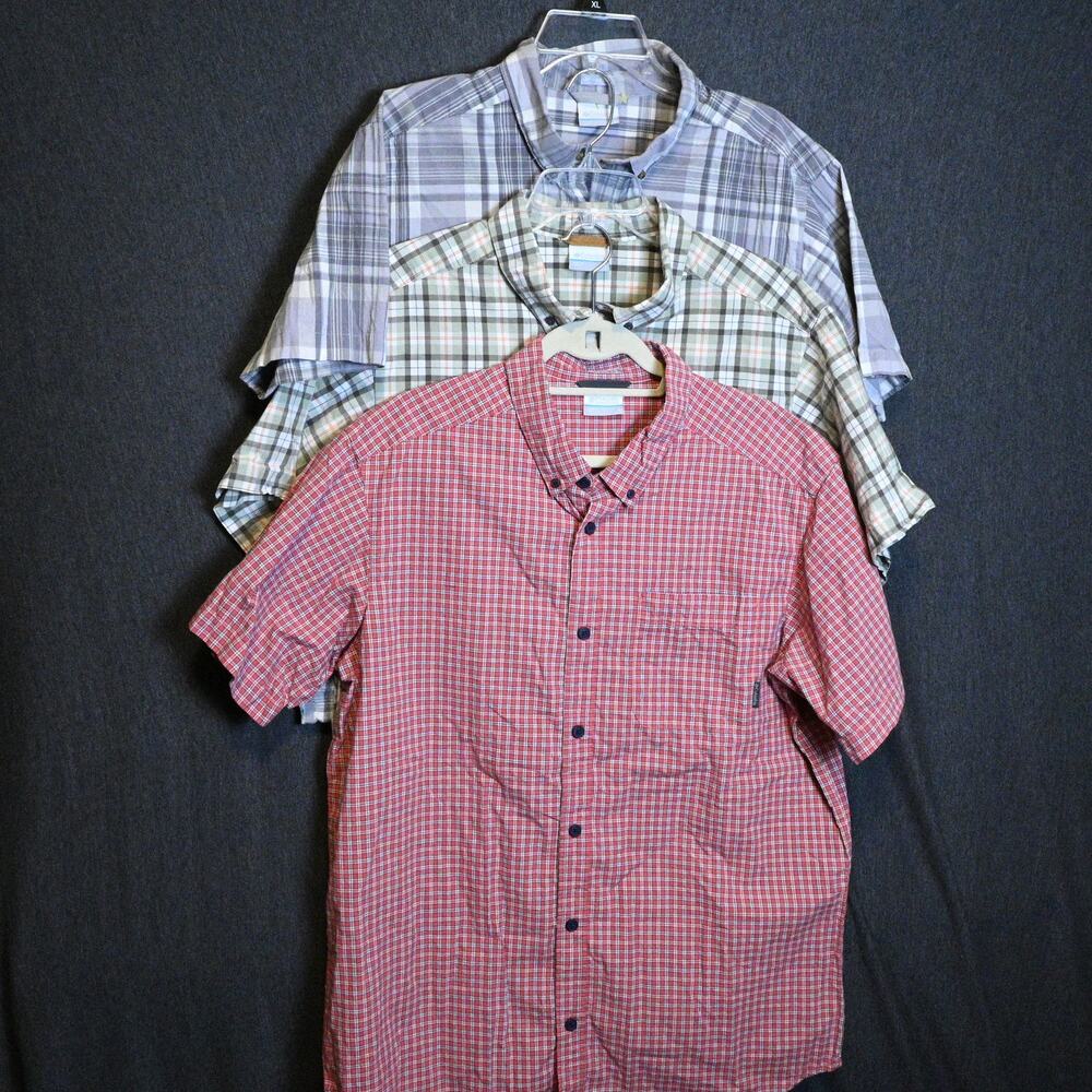 Lot of 3 Men's L Columbia Button Down Short Sleeve Shirts